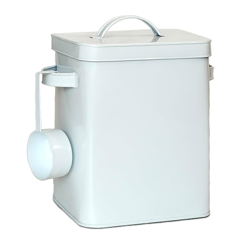 Cutie de depozitare din metal Relaxdays, 6,5 L, cu dozator, cutie metalică albă pentru bucătărie