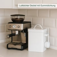 Cutie de depozitare din metal Relaxdays, 6,5 L, cu dozator, cutie metalică albă pentru bucătărie 2