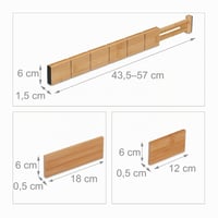 Relaxdays organizér do zásuvky, 18-dielna súprava, nastaviteľná dĺžka 43,5-57 cm, bambusové rozdeľovače do kuchyne, prírodný 4