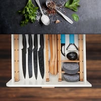 Relaxdays organizér do zásuvky, 18-dielna súprava, nastaviteľná dĺžka 43,5-57 cm, bambusové rozdeľovače do kuchyne, prírodný 2
