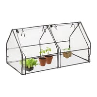 Relaxdays Fóliás Fűtőágy 92x180x92 cm, 2 Ajtós Üvegház Növénynevelő PVC Fólia Átlátszó Kerti Melegágy 1