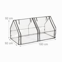Relaxdays Fóliás Fűtőágy 92x180x92 cm, 2 Ajtós Üvegház Növénynevelő PVC Fólia Átlátszó Kerti Melegágy 5