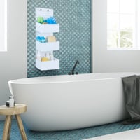 Relaxdays Függő Tároló Kosár, Szövet, Fém Keret, 4 Literes, Fehér, Fürdőszobai és Szekrény Rendszerező 2