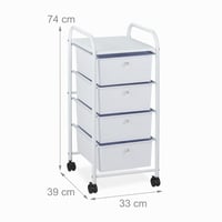 Dulap mobil pentru baie Relaxdays, 4 sertare, metal și plastic, alb 3