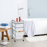 Dulap mobil pentru baie Relaxdays, 4 sertare, metal și plastic, alb 6