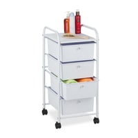 Dulap mobil pentru baie Relaxdays, 4 sertare, metal și plastic, alb 1