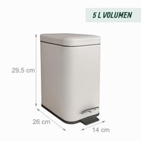 Relaxdays Kúpeľňový pedálový odpadkový kôš, 5 litrov, so systémom tichého zatvárania (Soft-Close), matný povrch, vyberateľné vnútorné vedro, kozmetický kôš, béžový 4