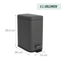 Coș de gunoi cu pedală pentru baie Relaxdays, 5 litri, cu închidere silențioasă (soft-close), finisaj mat, cu găleată interioară detașabilă, coș cosmetic 4