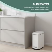 Relaxdays Kúpeľňový pedálový odpadkový kôš, 5 litrov, so systémom tichého zatvárania (Soft-Close), matný povrch, vyberateľné vnútorné vedro, kozmetický kôš, béžový 5