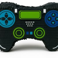 Relaxdays Gamer Piñata sa štapom i maskom, dječja rođendanska piñata, oblik kontrolera za punjenje, 30x46x9 cm, šarena 5
