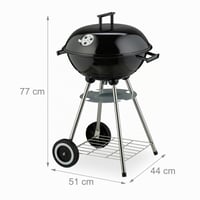 Relaxdays guľový gril s priemerom 44 cm, grilovací rošt, popolník, s kolieskami, gril na drevené uhlie, čierny 4