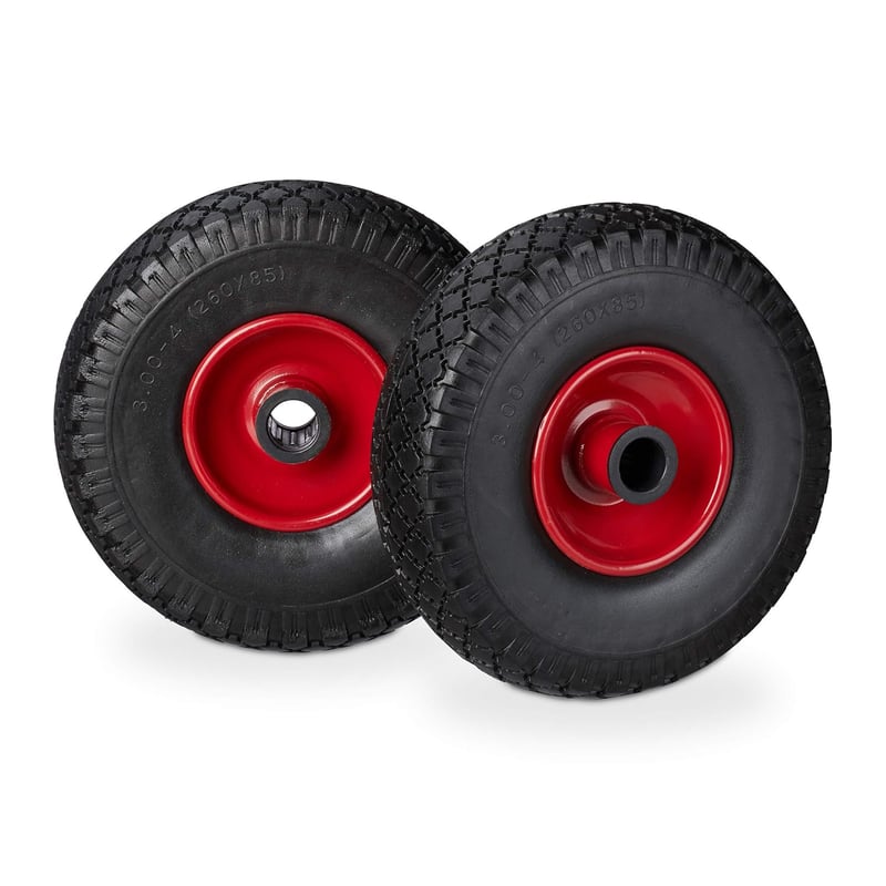 Relaxdays gumiabroncs szett 260x85mm szilárd gumi 100kg terhelhetőség - black/red