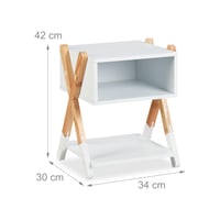 Detský nočný stolík Relaxdays X-Design, biely/prírodný, 42x34x30 cm, drevo a MDF, komoda do detskej izby 3