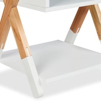 Detský nočný stolík Relaxdays X-Design, biely/prírodný, 42x34x30 cm, drevo a MDF, komoda do detskej izby 7