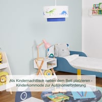 Detský nočný stolík Relaxdays X-Design, biely/prírodný, 42x34x30 cm, drevo a MDF, komoda do detskej izby 4