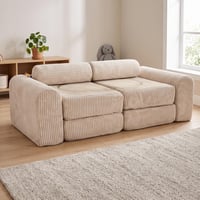 Detská modulárna hracia pohovka Relaxdays, 10-dielna, mäkké stavebnicové bloky, béžová 2