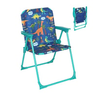 Detská kempingová stolička Relaxdays s motívom dinosaura, 51,5x36x37,5 cm, skladacia pikniková stolička na vonkajšie použitie, farebná 1