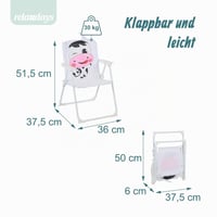 Detská kempingová stolička Relaxdays s motívom kravy, 51,5x36x37,5 cm, skladacia pikniková stolička, vonkajšia stolička, farebná 2