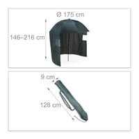 Umbrelă de pescuit Relaxdays cu perete lateral, impermeabilă, mecanism de înclinare, țăruși și geantă, umbrelă-cort pentru pescuit, verde 4