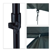 Umbrelă de pescuit Relaxdays cu perete lateral, impermeabilă, mecanism de înclinare, țăruși și geantă, umbrelă-cort pentru pescuit, verde 9