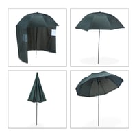 Umbrelă de pescuit Relaxdays cu perete lateral, impermeabilă, mecanism de înclinare, țăruși și geantă, umbrelă-cort pentru pescuit, verde 6