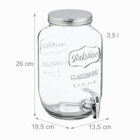 Relaxdays sada 2 dávkovačov nápojov, 3,5 l nádoba na limonádu s kohútikom a vekom, dávkovač vody, sklo a plast, priehľadný 4