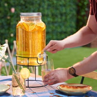 Relaxdays Italadagoló Állvánnyal, Csappal és Fedéllel, Üveg, Limonádé- és Víztartály, 3,3 literes, Átlátszó 3