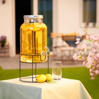 Relaxdays Italadagoló Állvánnyal, Csappal és Fedéllel, Üveg, Limonádé- és Víztartály, 3,3 literes, Átlátszó 5