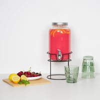 Relaxdays Italadagoló Állvánnyal, Csappal és Fedéllel, Üveg, Limonádé- és Víztartály, 3,3 literes, Átlátszó 2