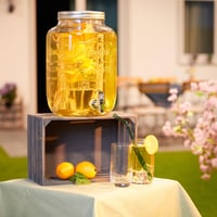Relaxdays Dávkovač nápojov s vložkou, kohútikom a vekom, 8 litrov, sklenený dávkovač na vodu a limonádu, priehľadný 5