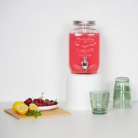 Relaxdays Dávkovač nápojov s vložkou, kohútikom a vekom, 8 litrov, sklenený dávkovač na vodu a limonádu, priehľadný 2