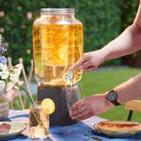 Relaxdays Dávkovač nápojov s vložkou, kohútikom a vekom, 8 litrov, sklenený dávkovač na vodu a limonádu, priehľadný 3