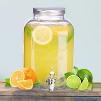 Relaxdays Dávkovač nápojov s kohútikom, 5 litrov, vintage retro dizajn, sklenený dávkovač na limonádu na záhradnú párty 3