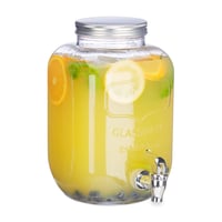 Relaxdays Dávkovač nápojov s kohútikom, 5 litrov, vintage retro dizajn, sklenený dávkovač na limonádu na záhradnú párty 1