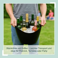 Relaxdays posuda za led s ručkama, 8 l, hladnjak za boce, za pjenušac i vino, plastična, crna 6