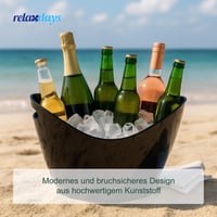 Relaxdays posuda za led s ručkama, 8 l, hladnjak za boce, za pjenušac i vino, plastična, crna 2