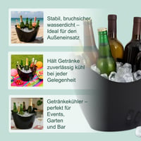 Relaxdays posuda za led s ručkama, 8 l, hladnjak za boce, za pjenušac i vino, plastična, crna 5