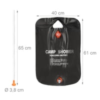 Relaxdays Kempingová sprcha 20 l, solárna vrecková sprcha, závesná, skladacia, s ručnou sprchou, čierna 4