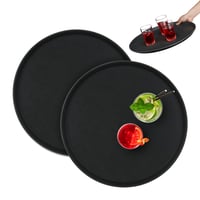 Relaxdays okrúhly servírovací podnos 2 ks, Ø 45 cm, protišmykový povrch, čašnícky podnos do gastronómie, čierny 1