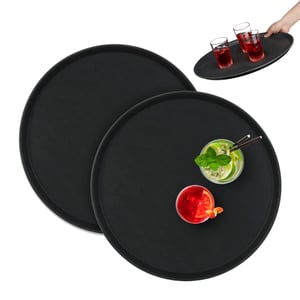 Tavă de servire rotundă Relaxdays, set de 2 bucăți, Ø 45 cm, suprafață antiderapantă, tavă pentru ospătari — prezintă zgârieturi pe partea inferioară (stare: vezi a 2-a fotografie)