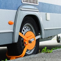 Relaxdays Dispozitiv Antifurt Roți (Clemă) pentru Mașină, Remorcă, Autorulotă, Caravană, 13-15 Inchi, Portocaliu 3