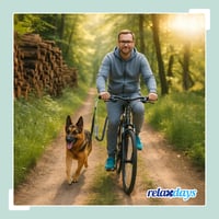 Lesă pentru bicicletă Relaxdays, tijă pentru câine atașabilă la bicicletă, negru/argintiu 2