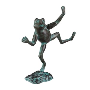 Relaxdays Figurina Broască de Grădină, Decorațiune din Fontă, Mărimea L, Verde, Rezistentă la Intemperii, pentru Interior, Exterior, Terasă, Balcon, Decor pentru Marginea Iazului