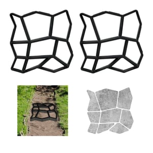 Relaxdays kalup za vrtne staze 2 kom., DIY kalup za izlijevanje vrtnih staza, 4x32x32 cm, crna plastika za oblikovanje vrtnih staza