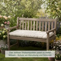 Relaxdays jastuk za vrtnu klupu, 190x70 cm, prošiven, s vezicama, vanjski jastuk za sjedenje za vrtne klupe i palete, bež 2