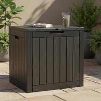 Záhradný úložný box Relaxdays s vankúšom na sedenie a odkladacím priestorom na náradie, 53x56x43 cm, 118 l, odolný voči poveternostným vplyvom, odolný voči UV žiareniu, čierny 7