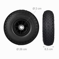 Relaxdays kolesá na ručný vozík, 2 ks, z plnej gumy odolné voči prepichnutiu, 3.00-4 palce, 20 mm os, max. 80 kg, 260x85 mm, čierne 4