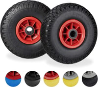 Relaxdays Kézikocsi Pókerék Szett 2db Tömör Gumi 260x85mm 80kg - Black-Red 1