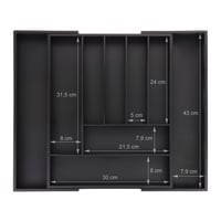 Organizator extensibil pentru tacâmuri Relaxdays, bambus, 5 x 33,5-49,5 x 44,5 cm, 7-9 compartimente, organizator pentru sertar, negru 8