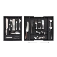 Organizator extensibil pentru tacâmuri Relaxdays, bambus, 5 x 33,5-49,5 x 44,5 cm, 7-9 compartimente, organizator pentru sertar, negru 5